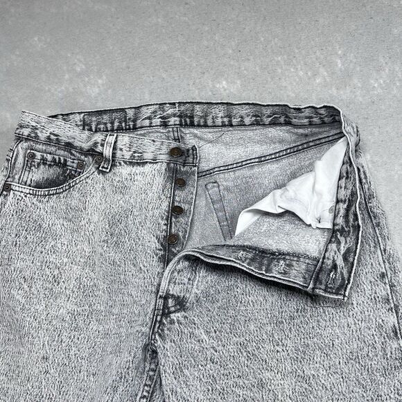 Vintage LEVI'S 501 Jeans Men’s 38x34 Straight Leg Black Acid Wash Denim MADE USA - Picture 12 of 16